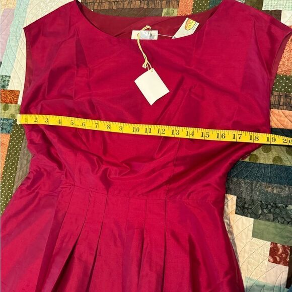 NWT Talbots 100% Silk Ruby Red Dress Silk Doupioni Size 10P Dress with pockets - Picture 11 of 11